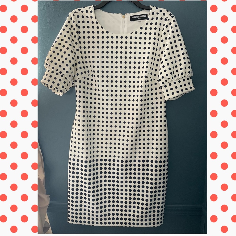 Karl Lagerfeld Dress Size 8 Navy Polka Dots